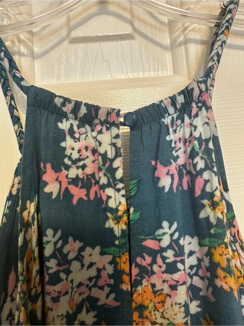 Old Navy Teal Floral Sundress with Spaghetti Straps
